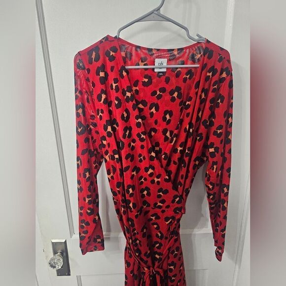 CAbi Red Siren Leopard Wrap Around Dress Cardigan Wear 2 Ways sz xxl - Picture 9 of 11